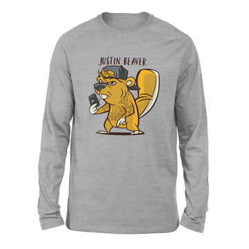 Justin Beaver Men/Unisex Drop Shoulder Sweatshirt in Athletic Heather color